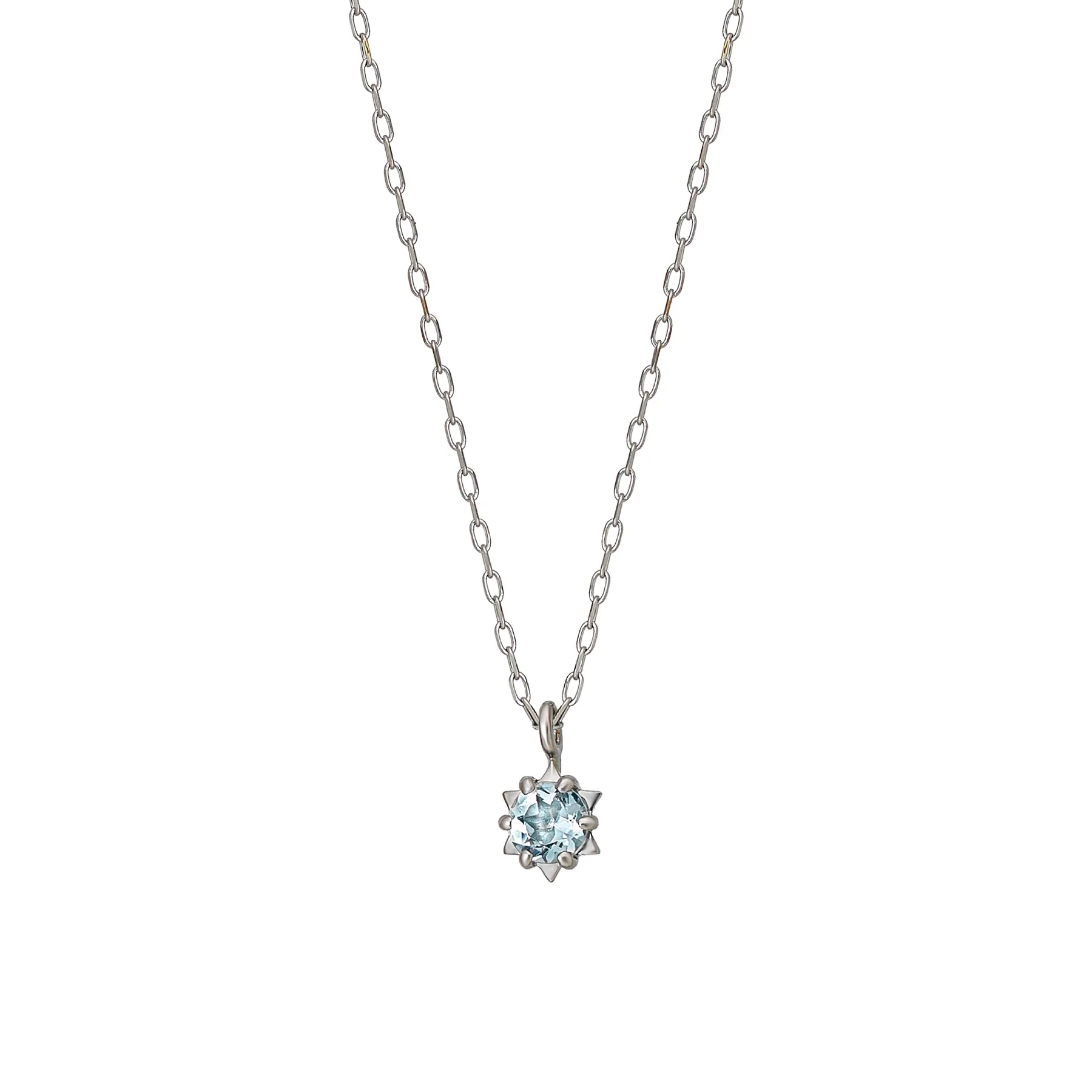 10K White Gold Aquamarine Starlet Birthstone Necklace