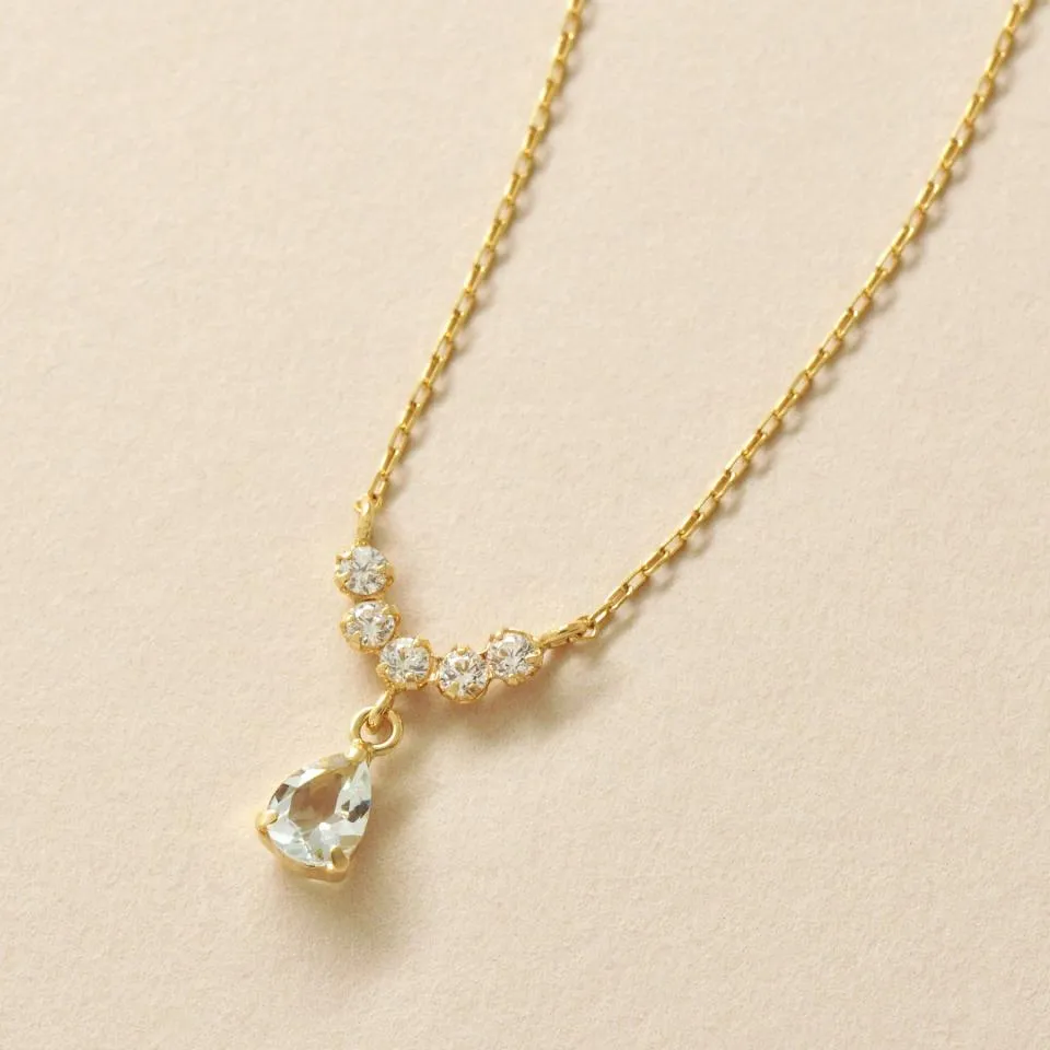 10K Yellow Gold Aquamarine Swinging Necklace