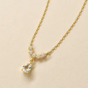 10K Yellow Gold Aquamarine Swinging Necklace