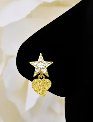 14k Gold Dangling Star Nose Ring – Elegant Gold Nose Piercing