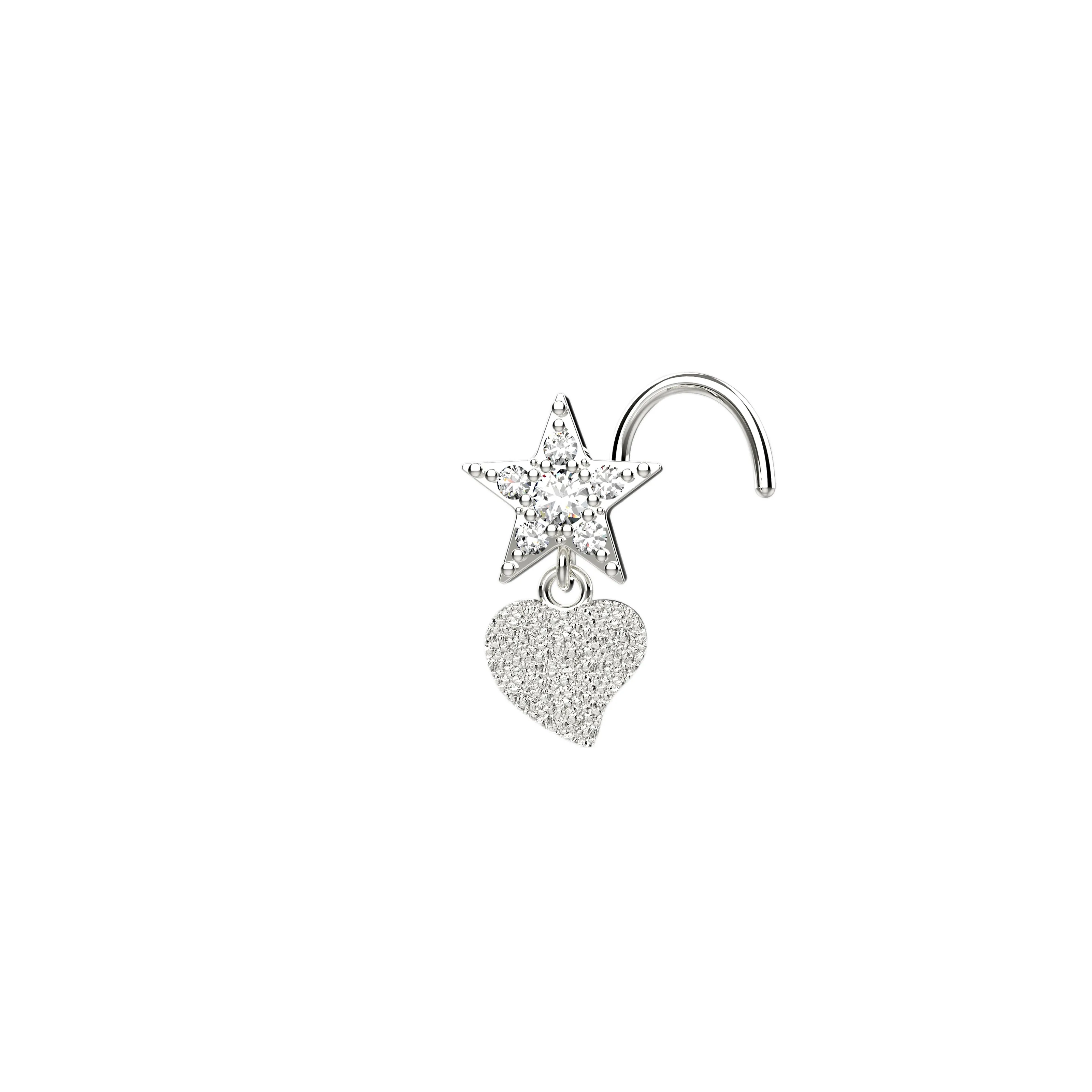 14k Gold Dangling Star Nose Ring – Elegant Gold Nose Piercing
