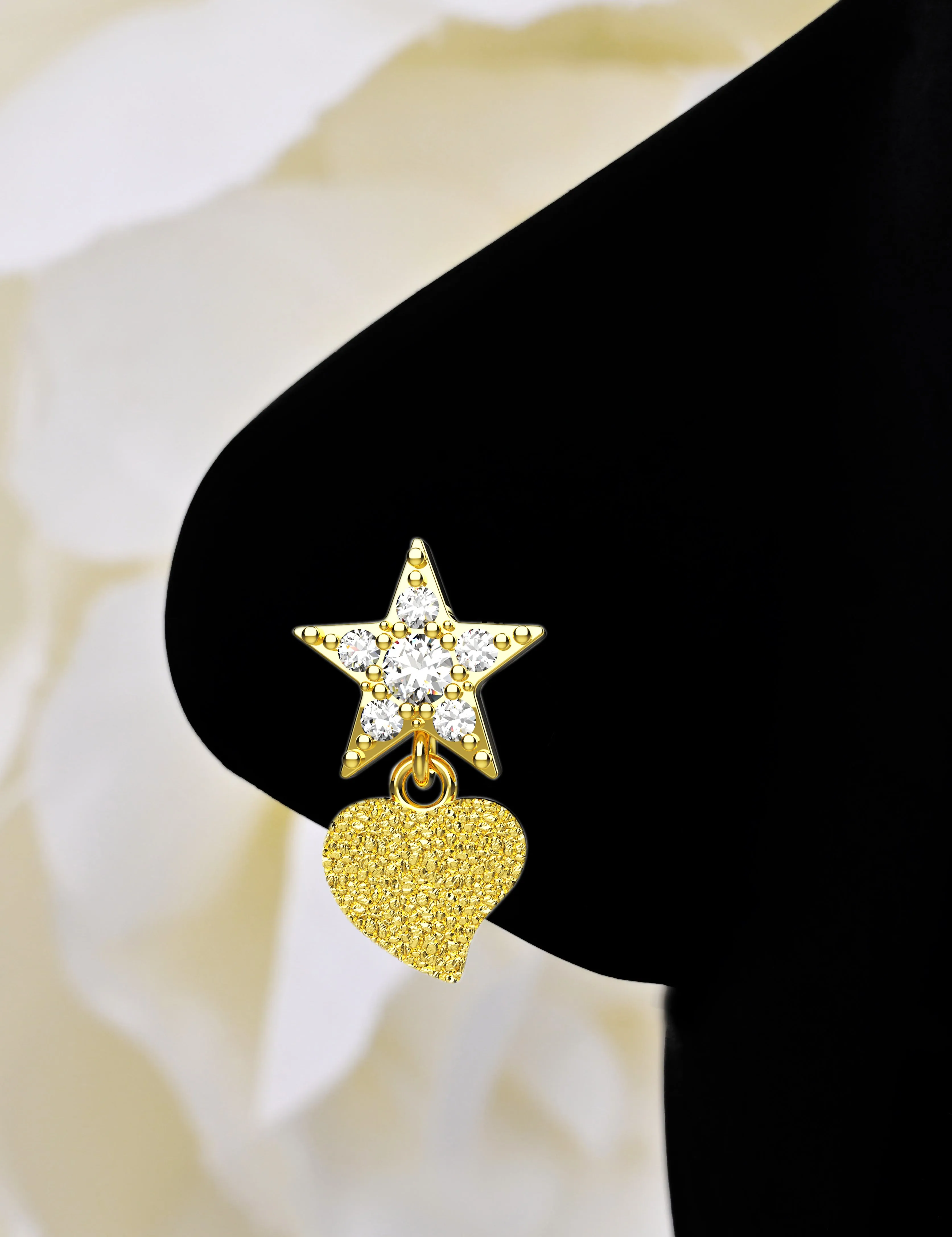 14k Gold Dangling Star Nose Ring – Elegant Gold Nose Piercing