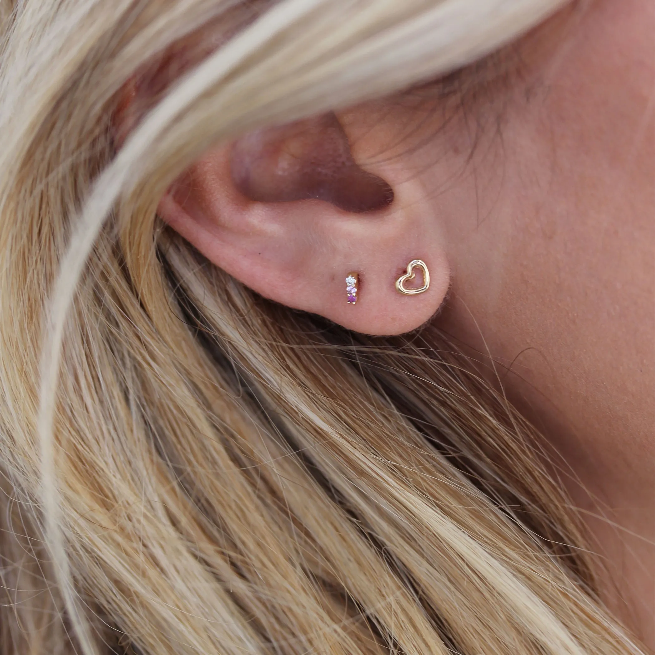 14K OPEN HEART STUDS