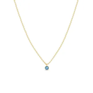 14k Single Aquamarine Pendant Necklace | March Birthstone