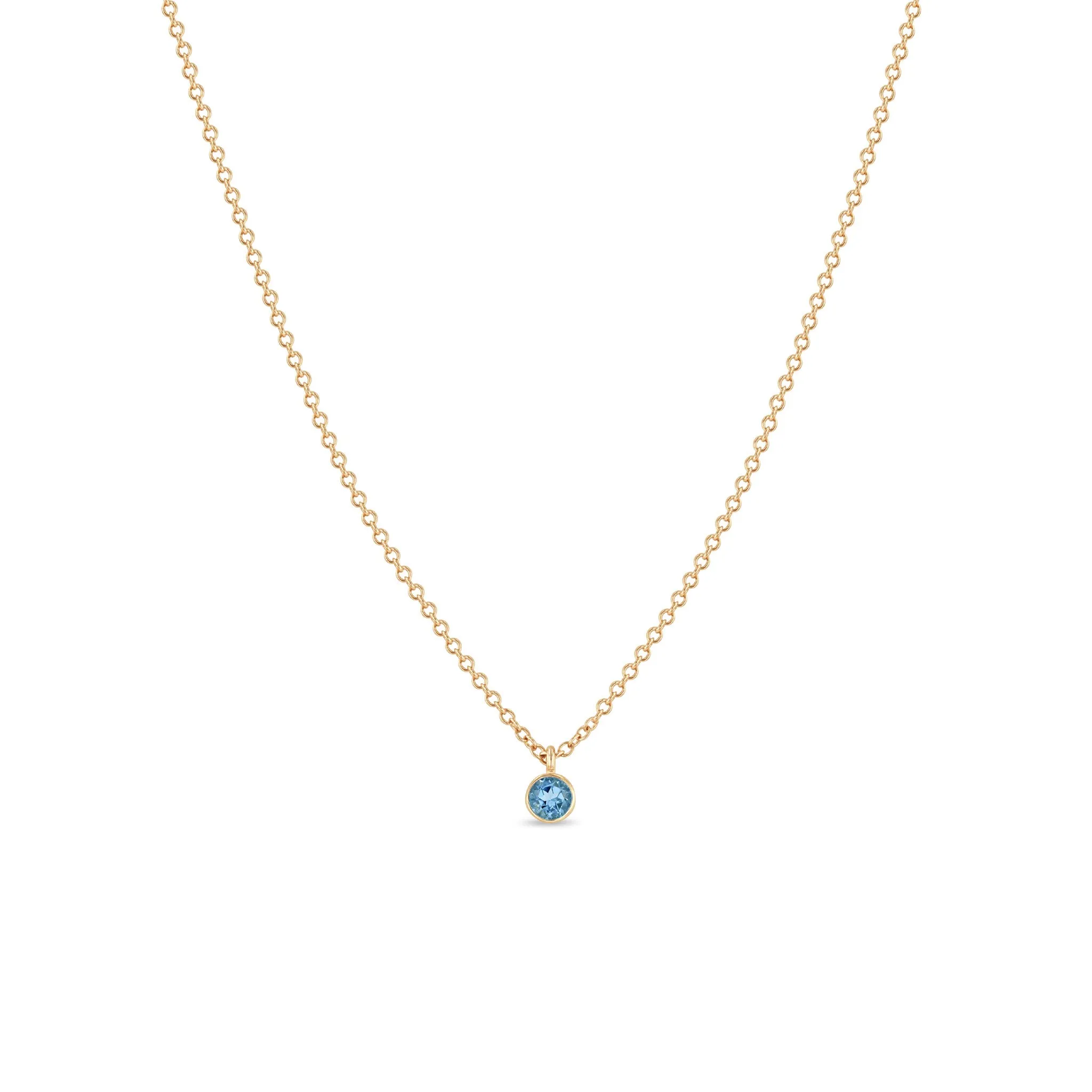 14k Single Aquamarine Pendant Necklace | March Birthstone