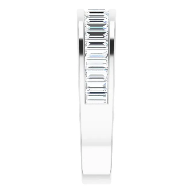 14K White Gold 1 CTW Baguette Diamond Anniversary Band