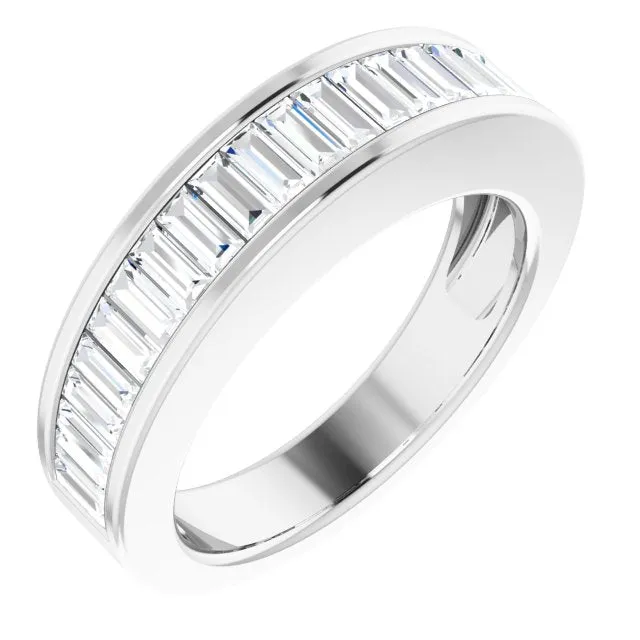 14K White Gold 1 CTW Baguette Diamond Anniversary Band