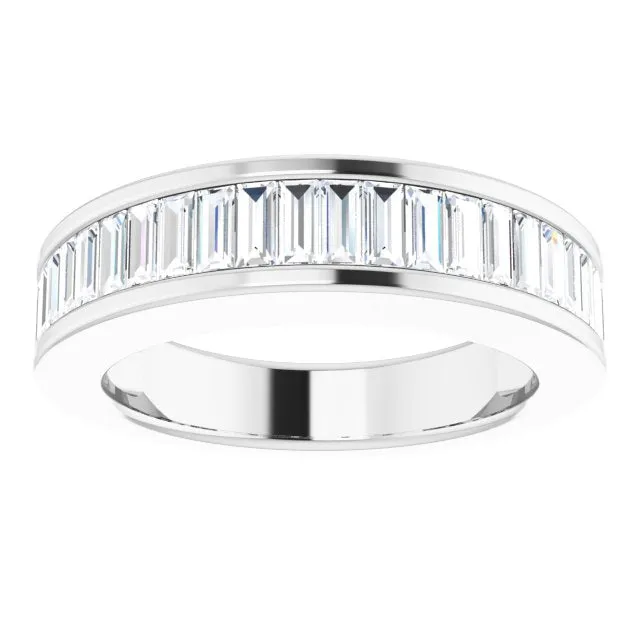 14K White Gold 1 CTW Baguette Diamond Anniversary Band