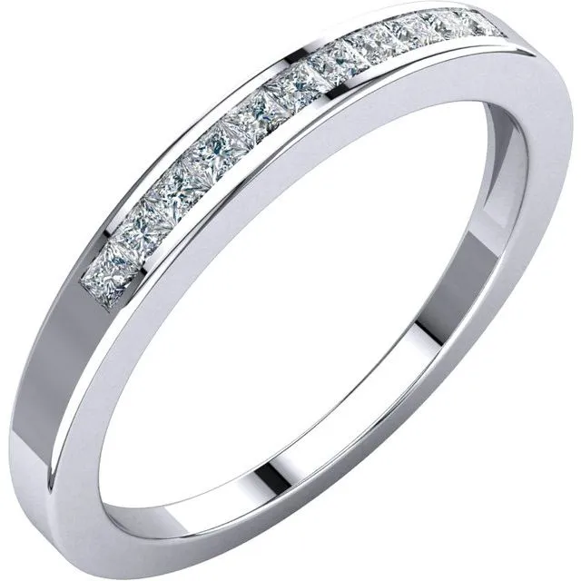 14K White Gold 1/4 CTW Square Diamond Anniversary Band