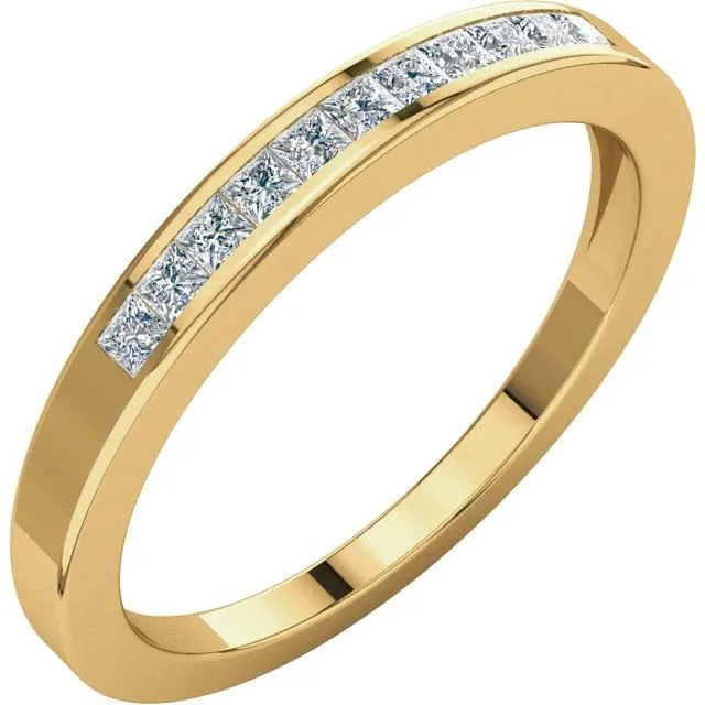 14K Yellow Gold 1/4 CTW Square Diamond Anniversary Band