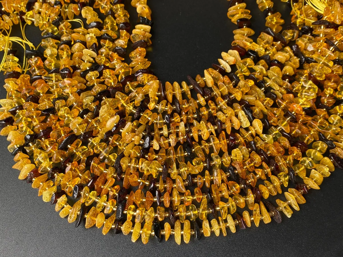 15.5" 10~15mm Natural yellow amber chips beads strand