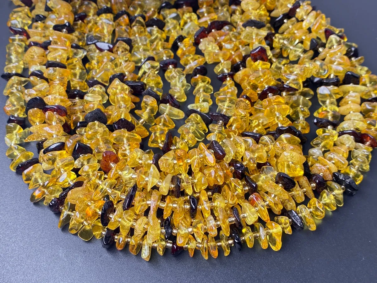 15.5" 10~15mm Natural yellow amber chips beads strand