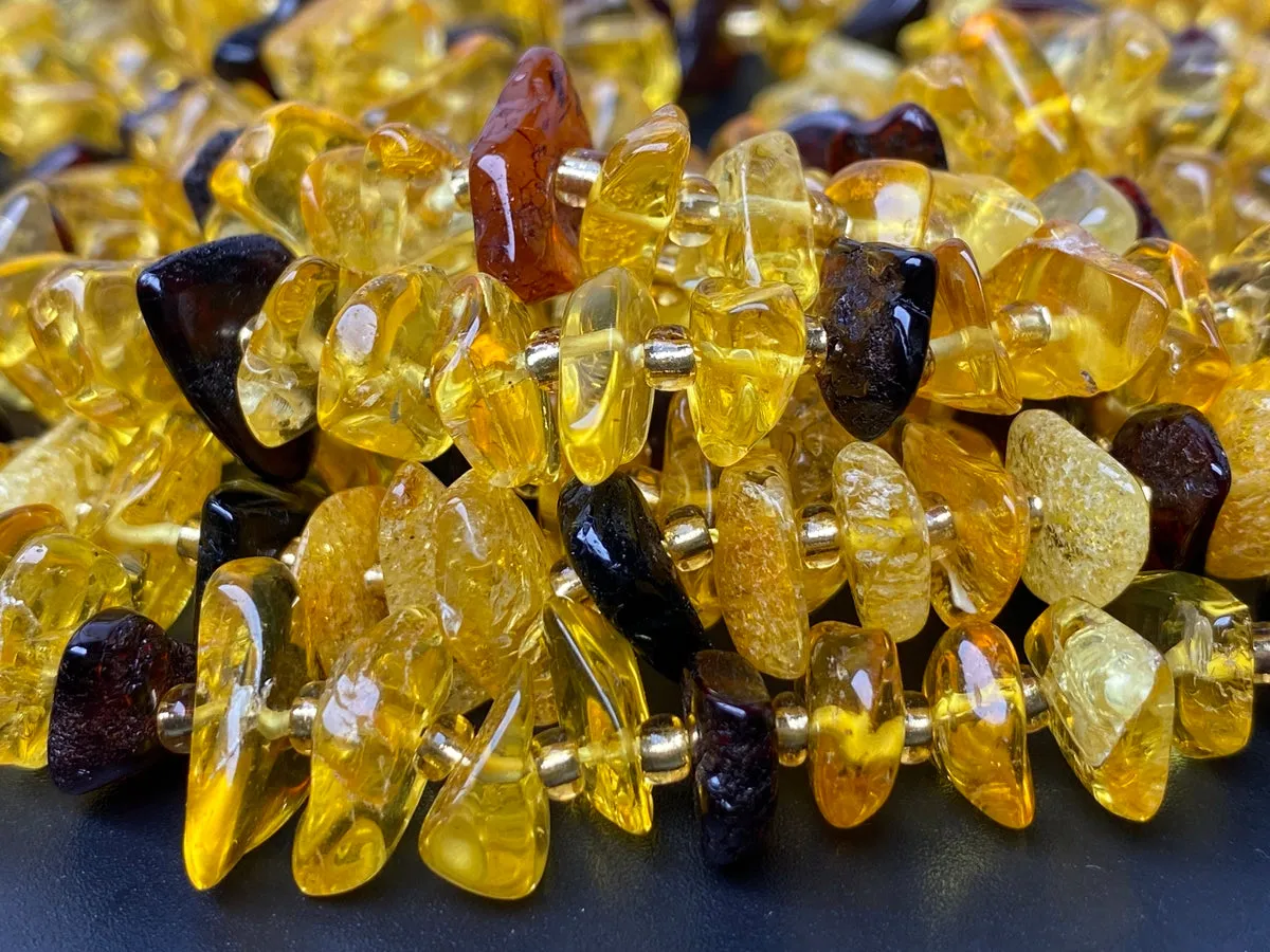 15.5" 10~15mm Natural yellow amber chips beads strand