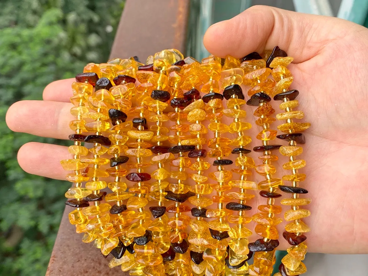 15.5" 10~15mm Natural yellow amber chips beads strand