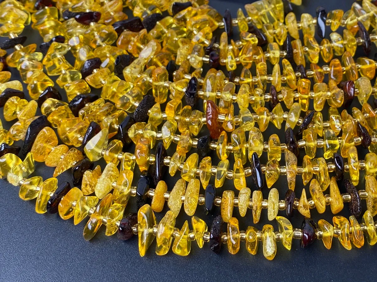 15.5" 10~15mm Natural yellow amber chips beads strand