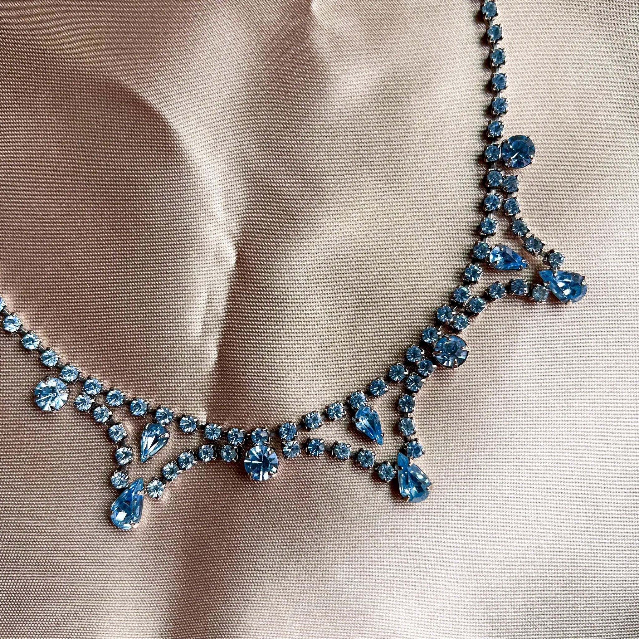 1950s Aquamarine Pointed Gemstone Necklace