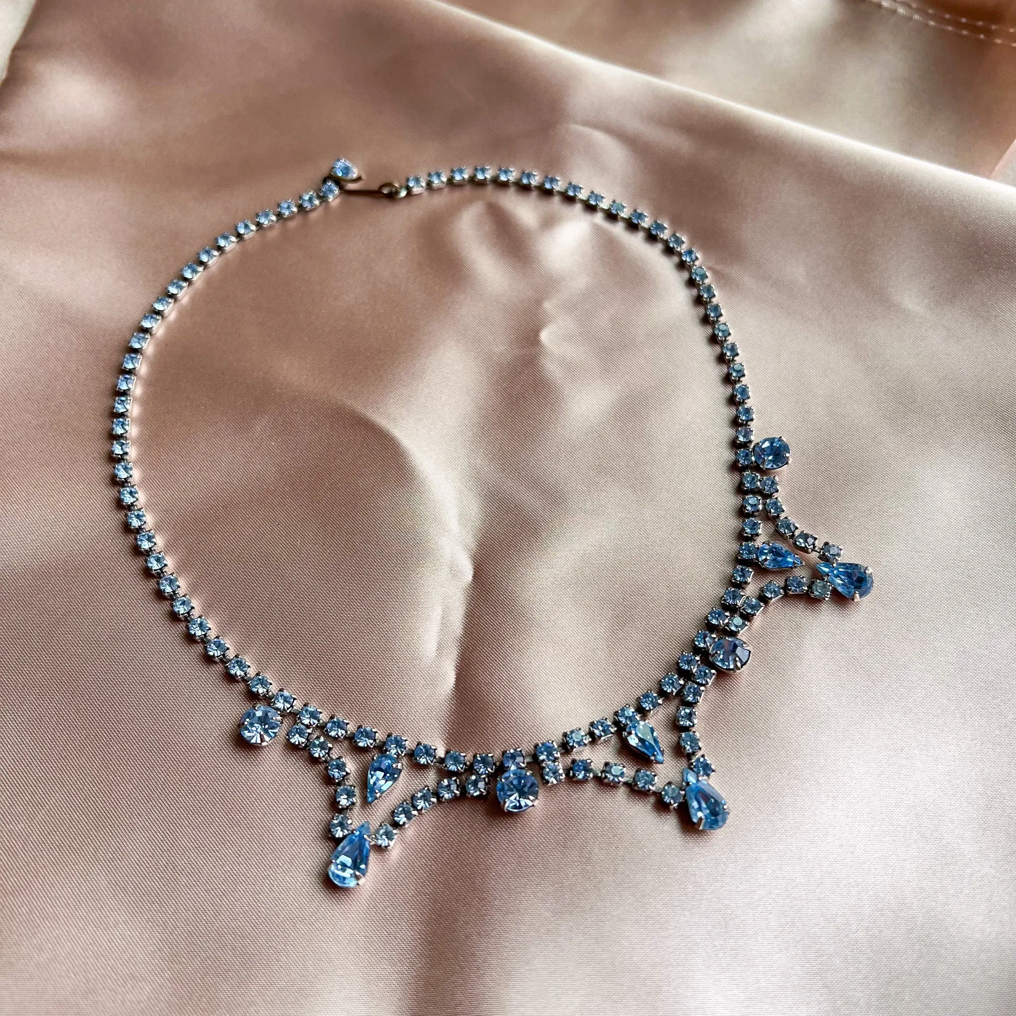 1950s Aquamarine Pointed Gemstone Necklace