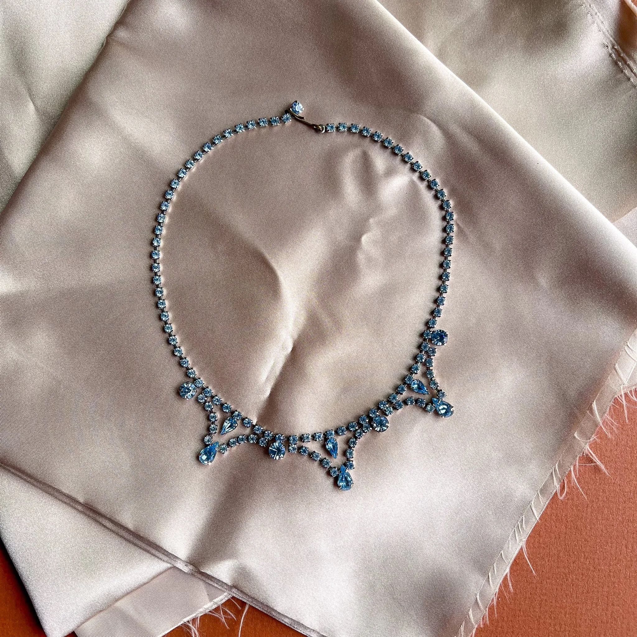 1950s Aquamarine Pointed Gemstone Necklace