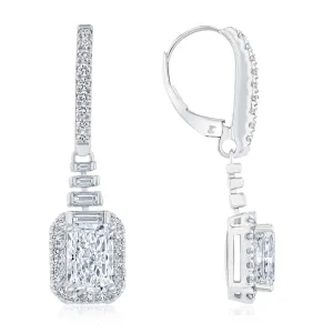 4ctw Multi-Shaped Lab Grown Diamond White Gold Leverback Earrings