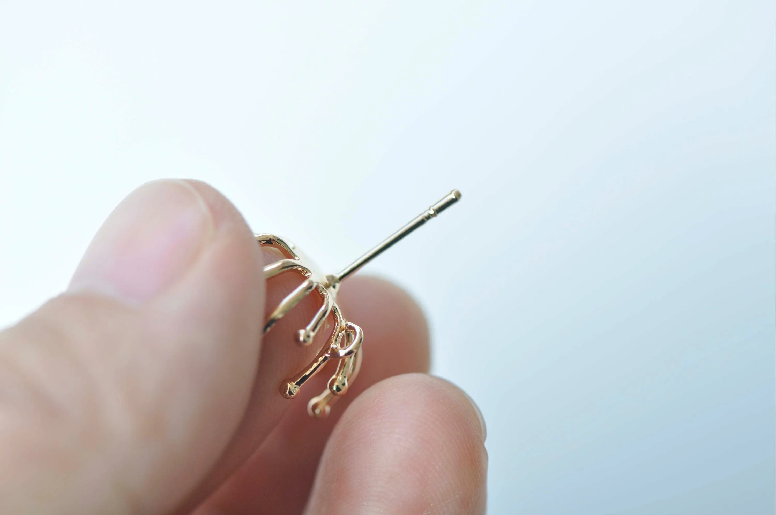6 pcs 24K Champagne Gold Round Snap-Set Post Earring Post Studs A5924