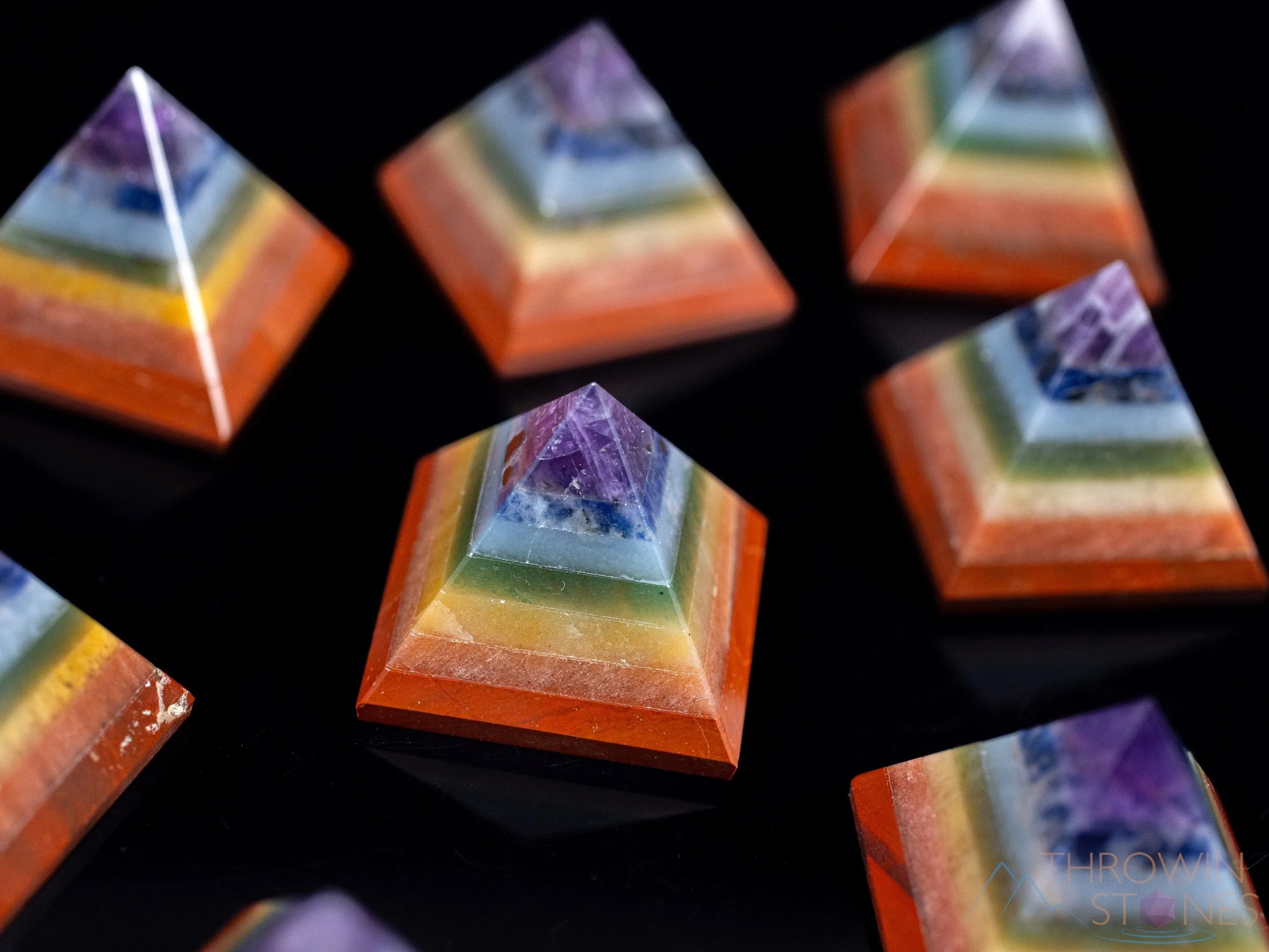 7 Chakra Crystal Pyramid - Sacred Geometry, Metaphysical, Healing Crystals and Stones, E1159