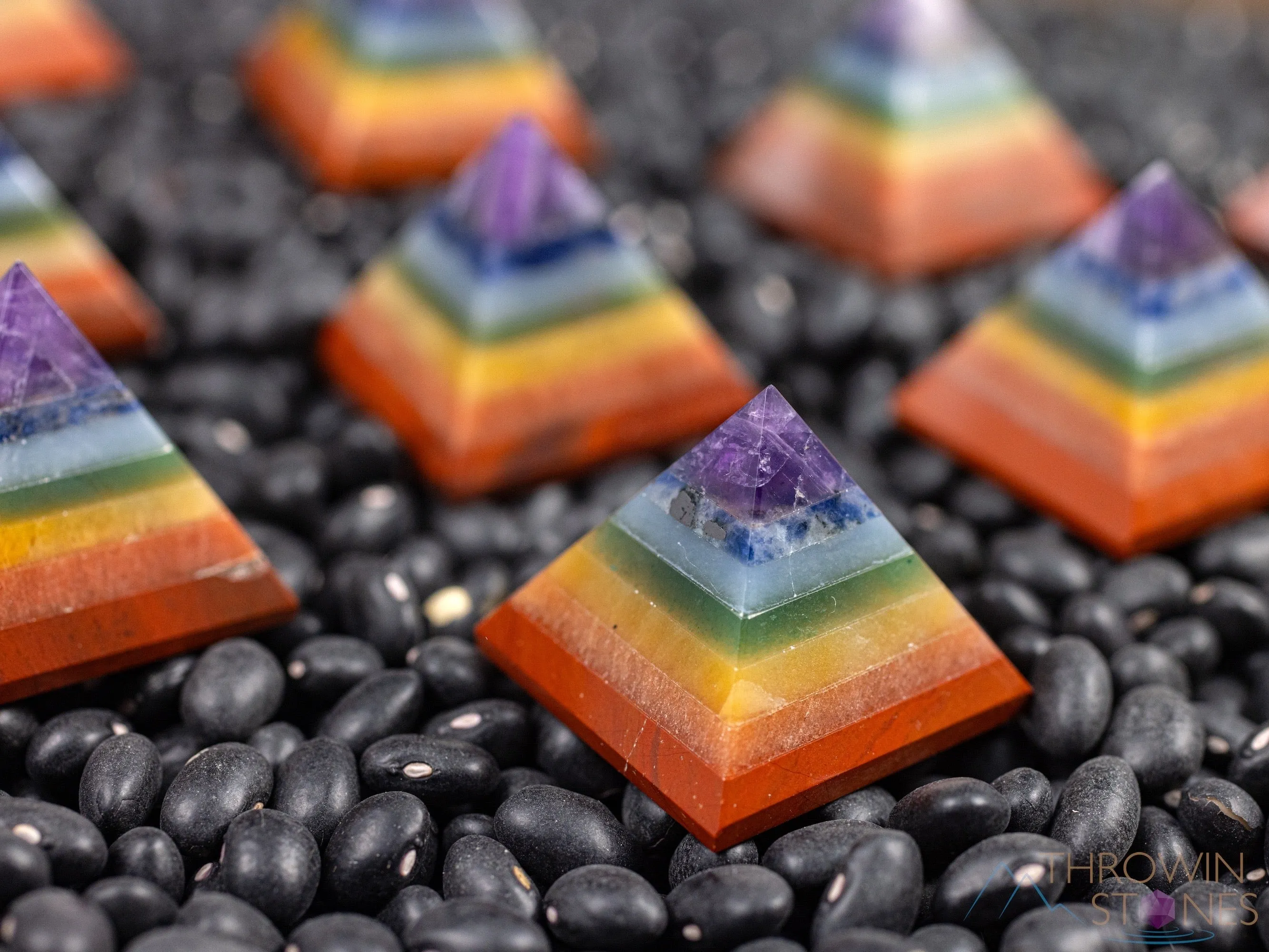 7 Chakra Crystal Pyramid - Sacred Geometry, Metaphysical, Healing Crystals and Stones, E1159