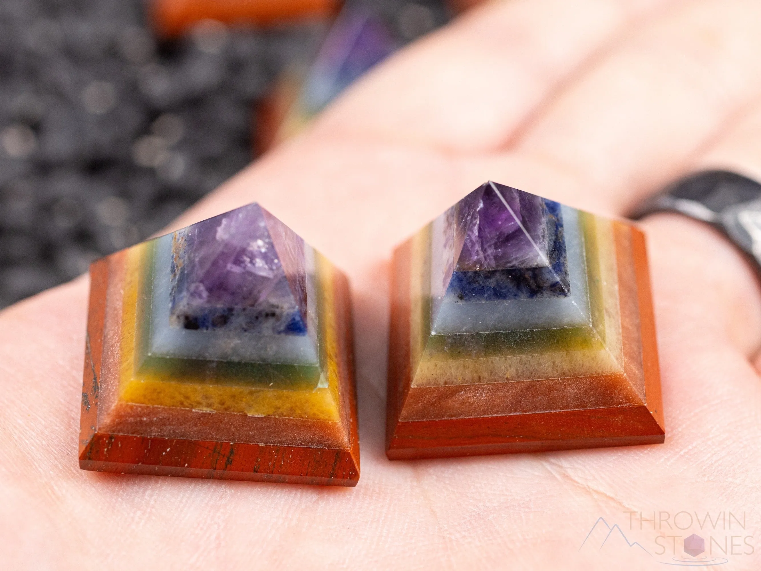 7 Chakra Crystal Pyramid - Sacred Geometry, Metaphysical, Healing Crystals and Stones, E1159