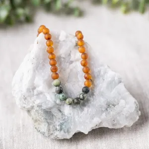 Adults | African Turquoise   Raw Cognac Amber Necklace