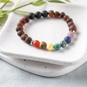 Adults | Rainbow Chakra   Raw Cherry Aromatherapy Bracelet