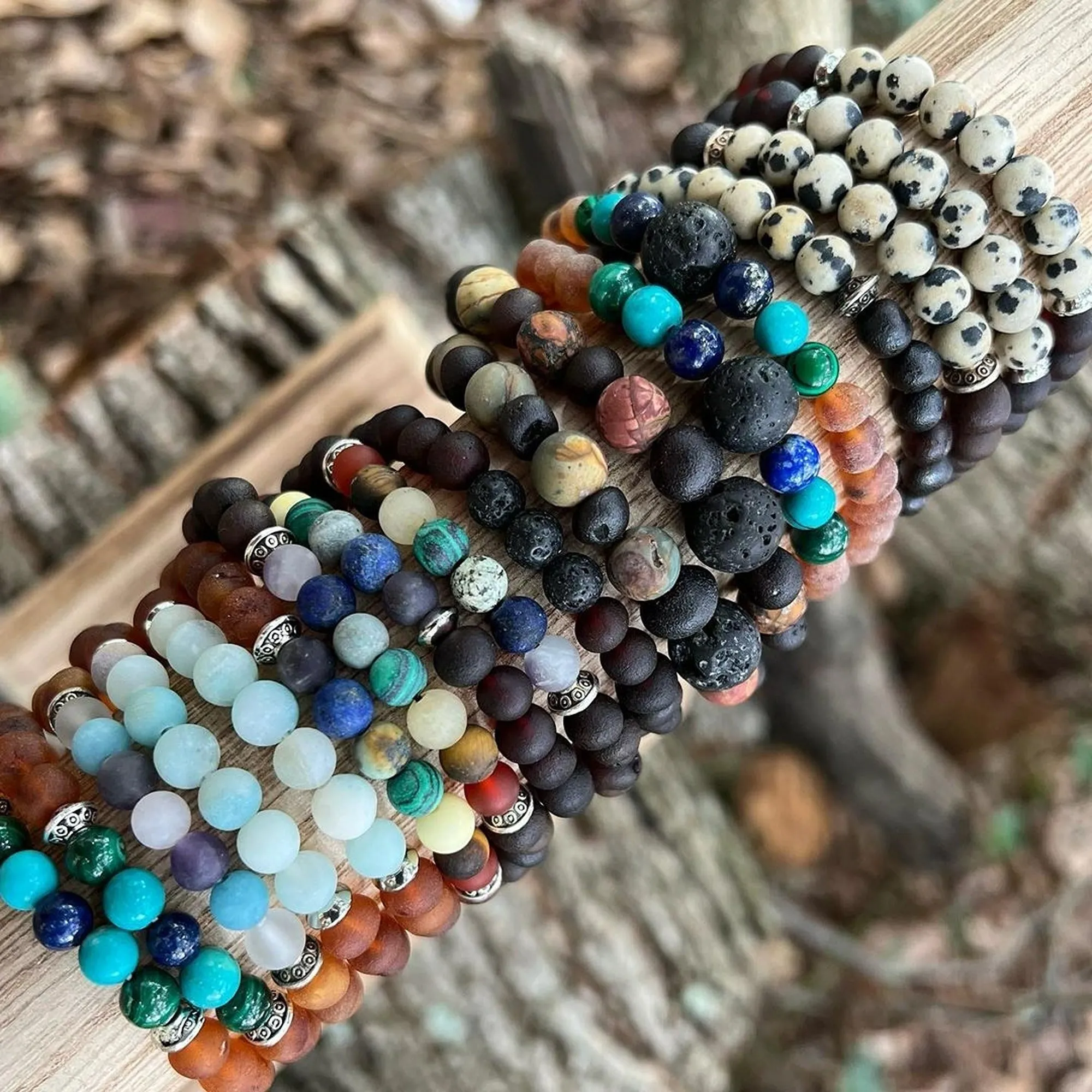 Adults | Rainbow Chakra   Raw Cherry Aromatherapy Bracelet