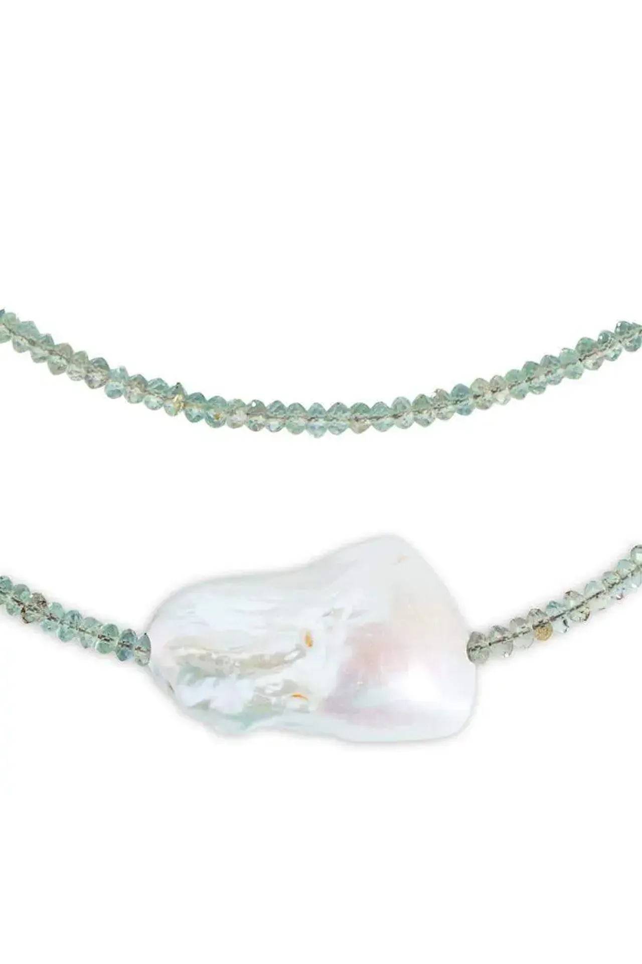 Aquamarine Single Baroque Pearl Necklace