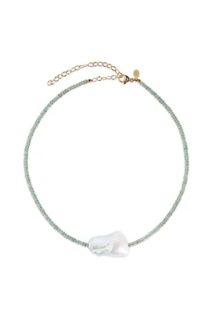 Aquamarine Single Baroque Pearl Necklace