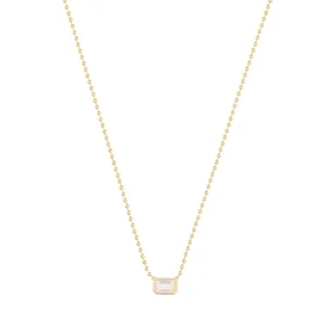 Bezel Set Asscher Cut Diamond Ball Chain Necklace