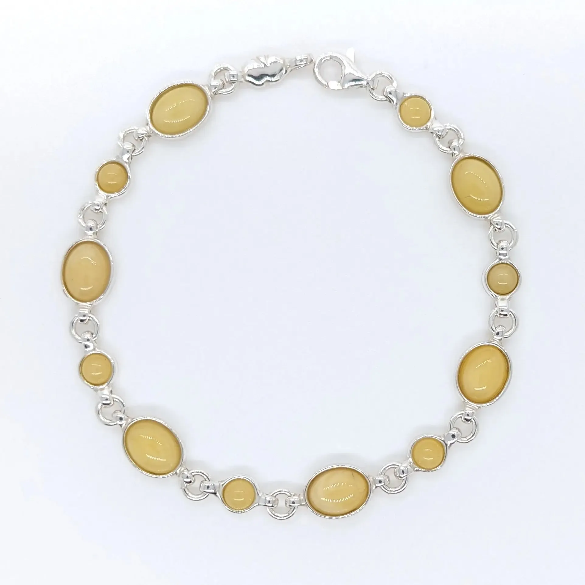 Butterscotch Amber Oval and Round Bracelet