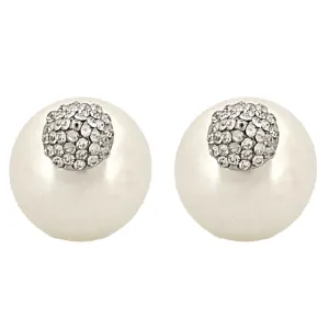 Chic Modern Cone Pearl Crystal Rhinestone Double Sided Design Fashion Stud Earrings
