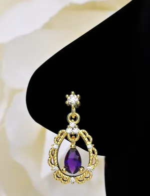Dangle Amethyst Nose Jewelry – 14K Gold Nose Piercing for Women