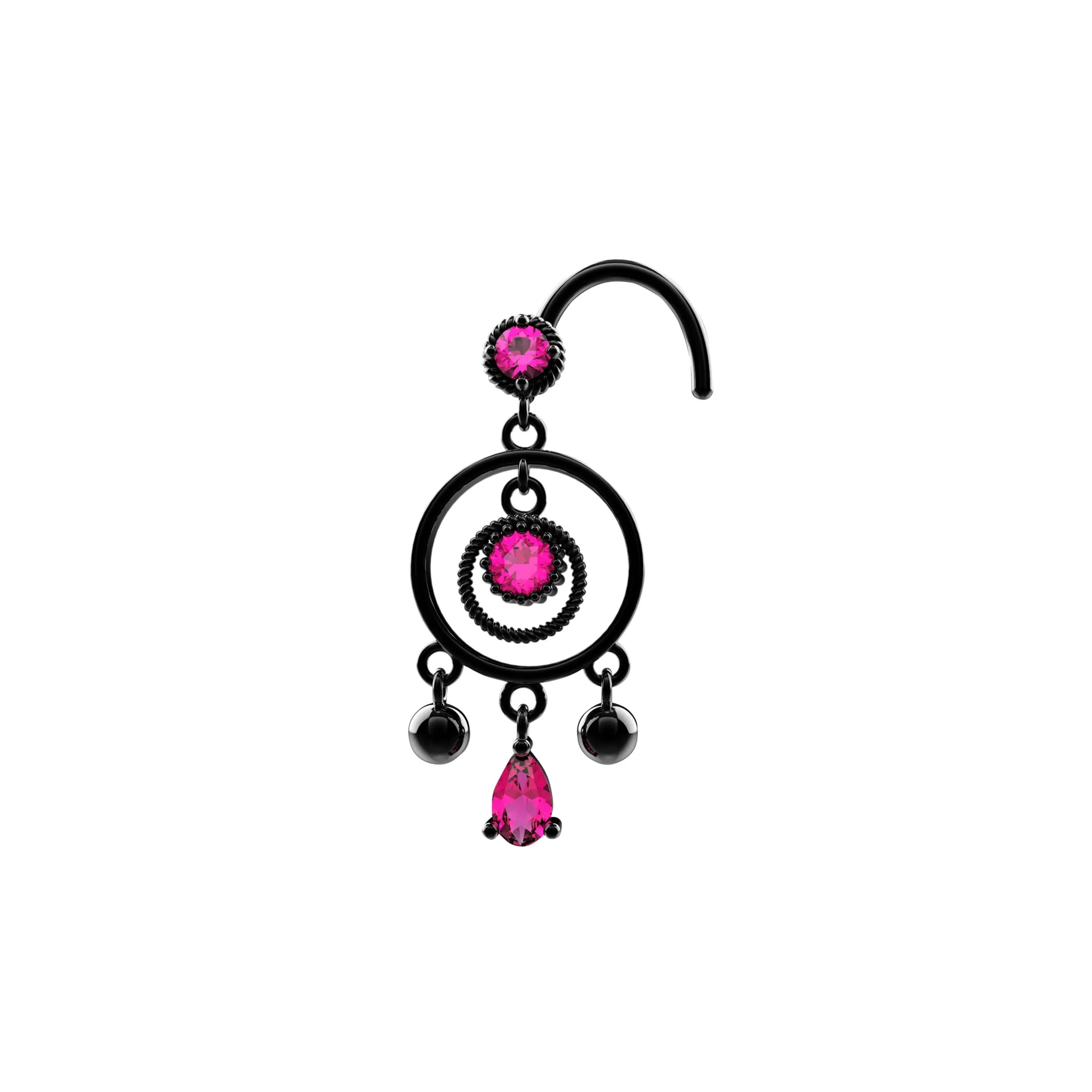 Dangle Nose Stud for Women – 14K Gold Nose Piercing Jewelry