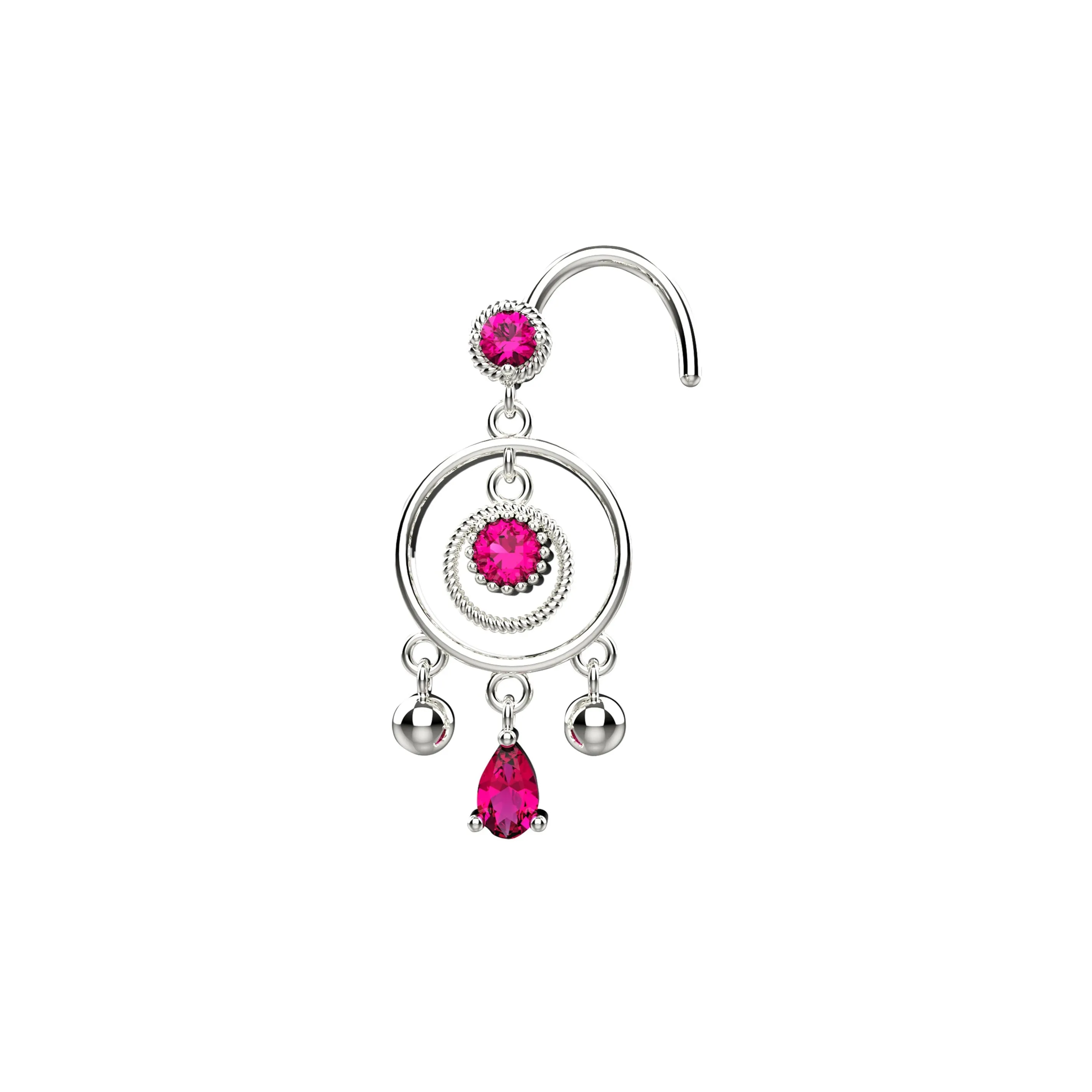 Dangle Nose Stud for Women – 14K Gold Nose Piercing Jewelry