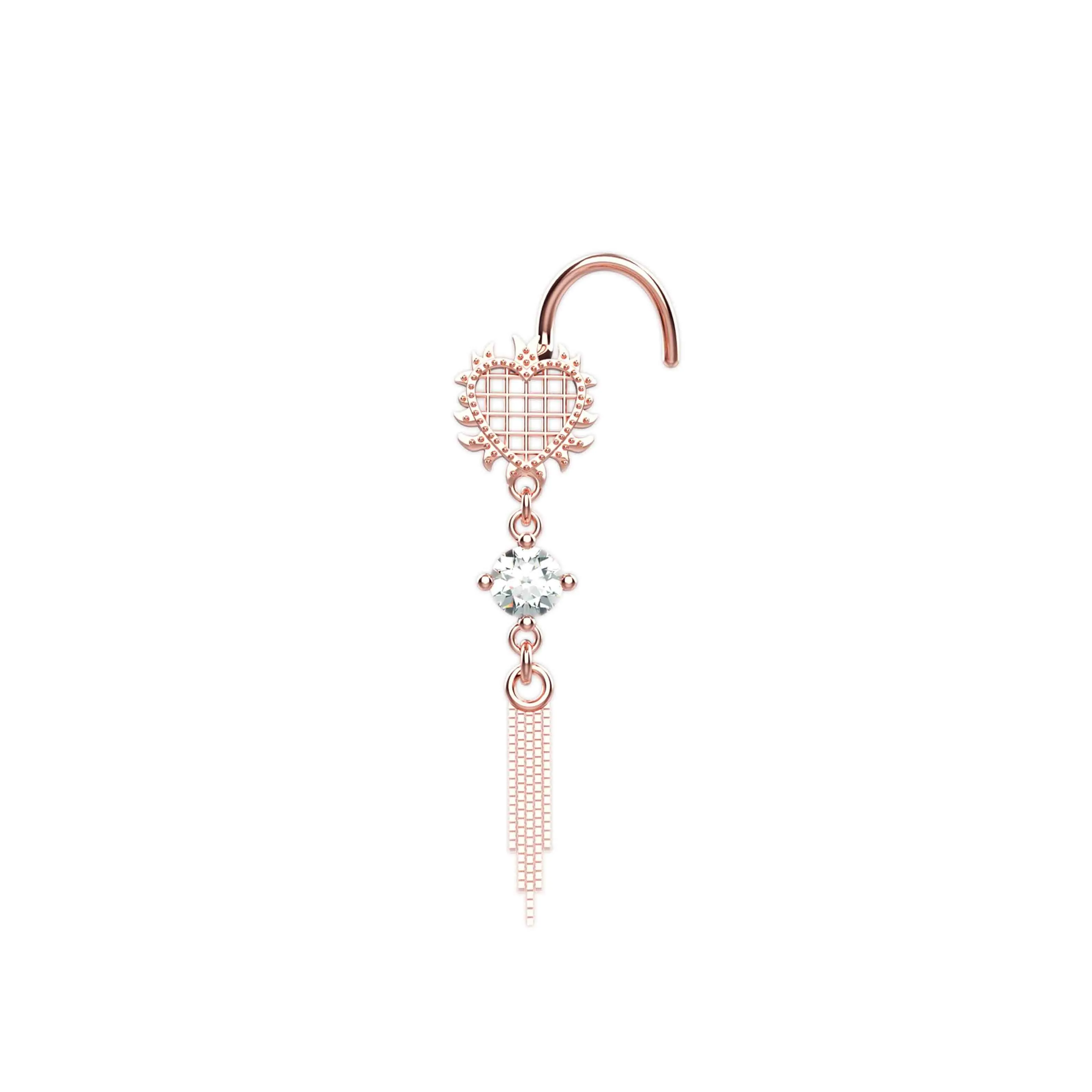 Dangle Nose Stud with Chain | Gold Nose Piercing Jewelry