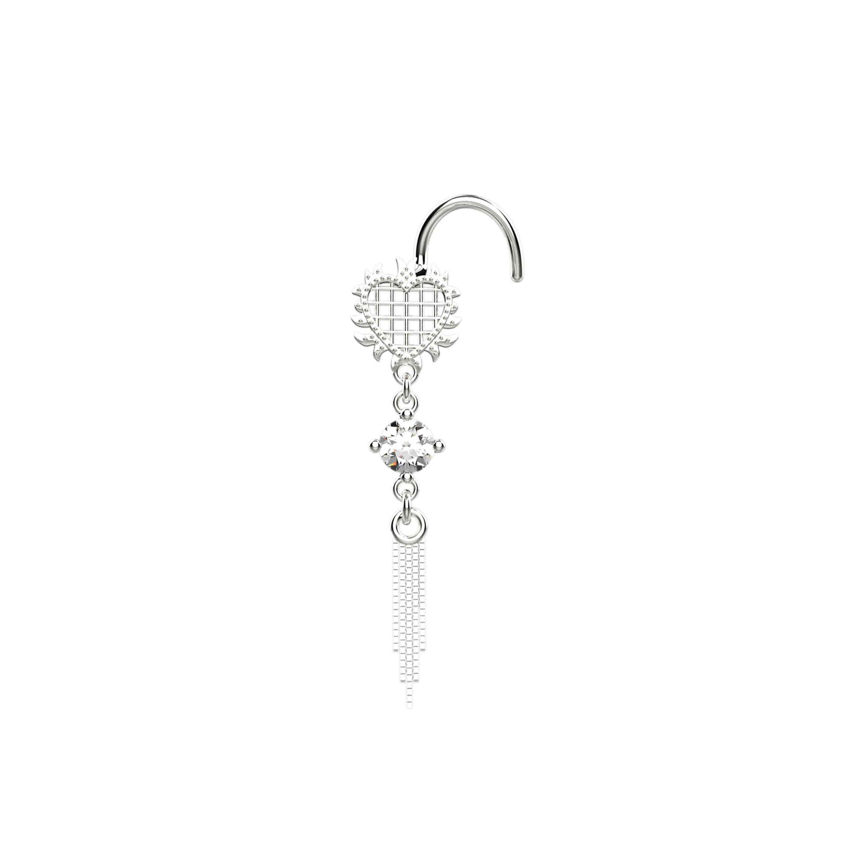 Dangle Nose Stud with Chain | Gold Nose Piercing Jewelry