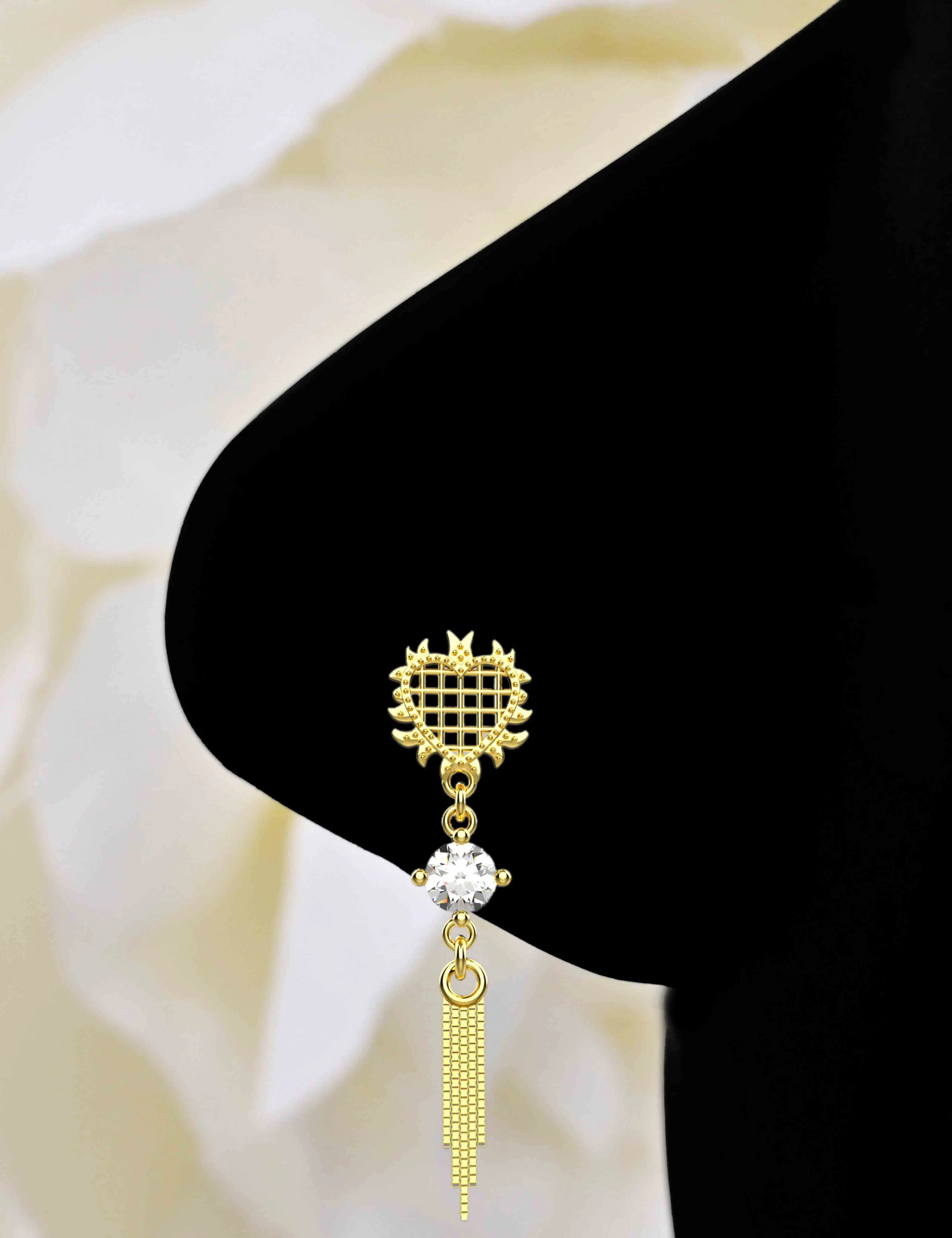 Dangle Nose Stud with Chain | Gold Nose Piercing Jewelry
