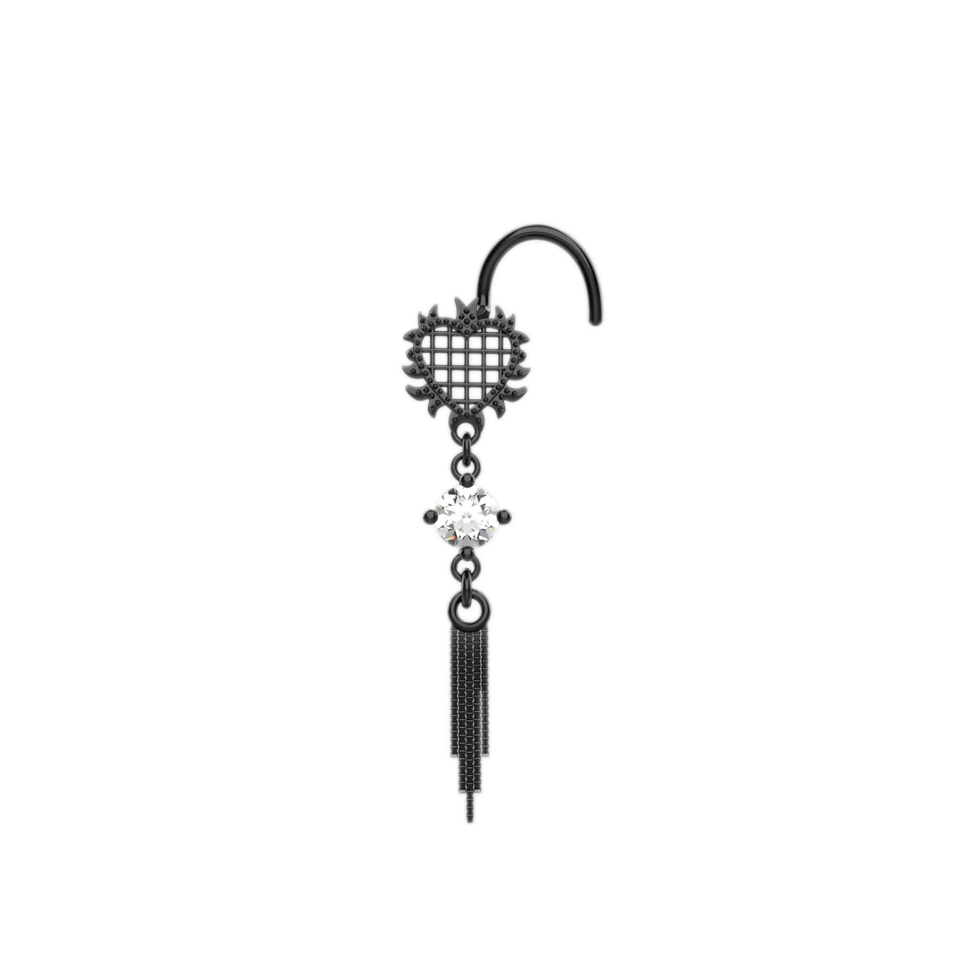 Dangle Nose Stud with Chain | Gold Nose Piercing Jewelry