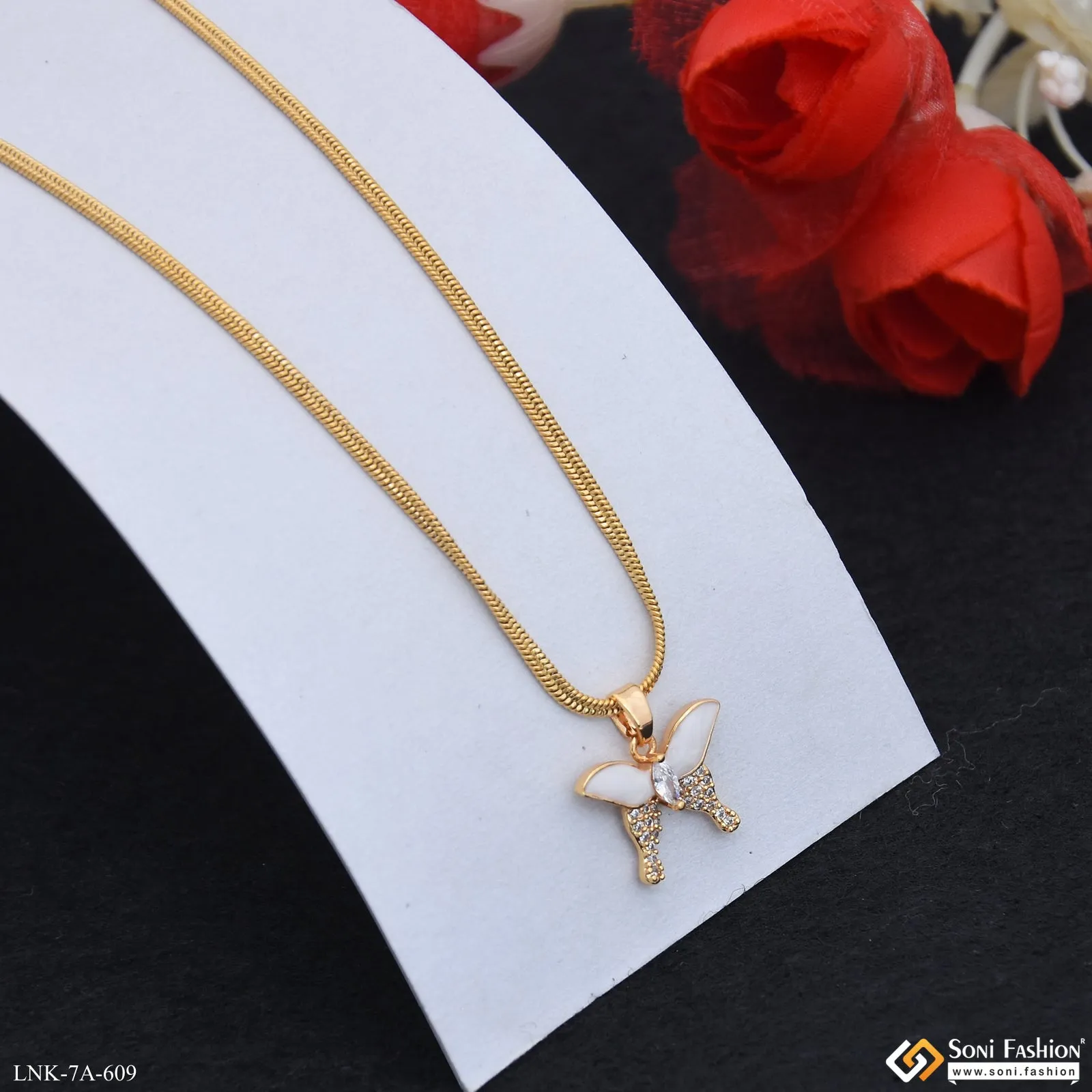 Designer Gold Plated Chain Pendant for Ladies - Style A609