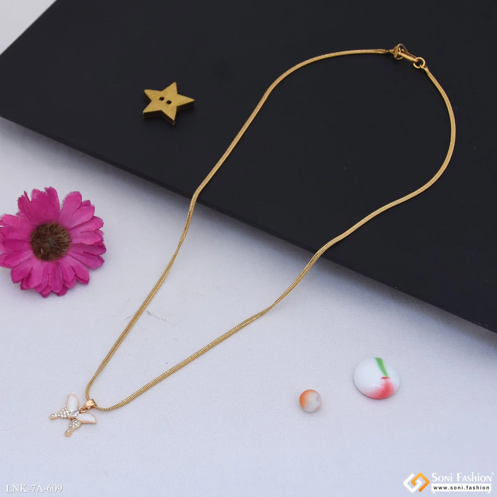 Designer Gold Plated Chain Pendant for Ladies - Style A609