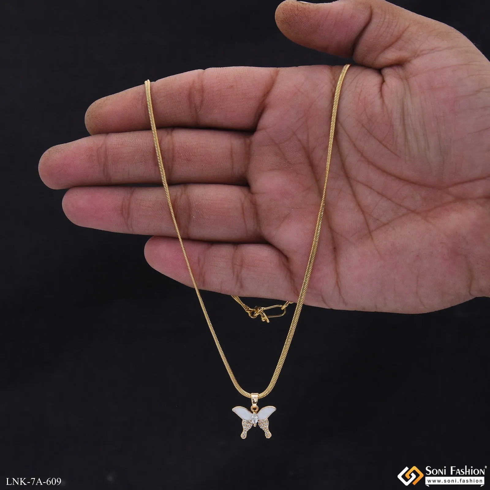 Designer Gold Plated Chain Pendant for Ladies - Style A609