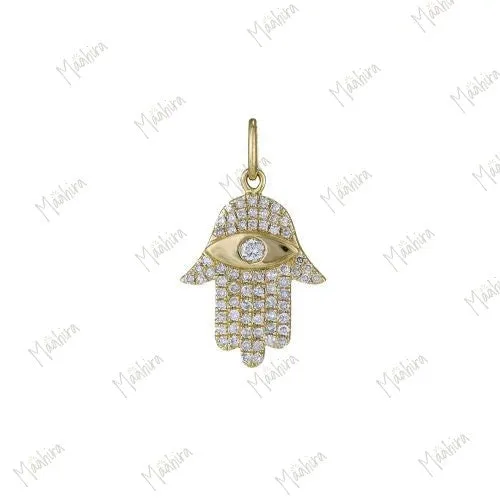 Diamond Hamsa Hand With Eye Charm