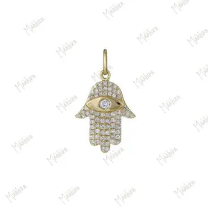 Diamond Hamsa Hand With Eye Charm