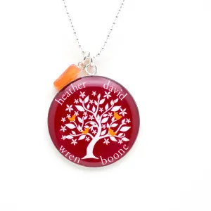 Family Tree Necklace with Flowers