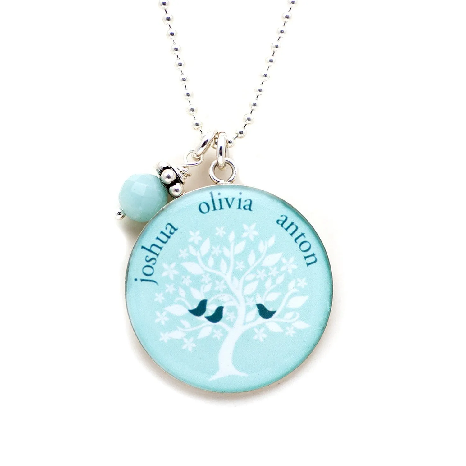 Family Tree Necklace with Flowers