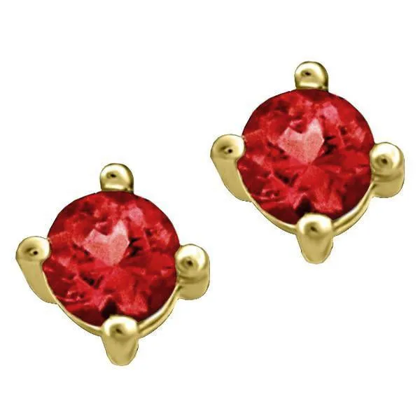 Gold Ruby Stud Earrings